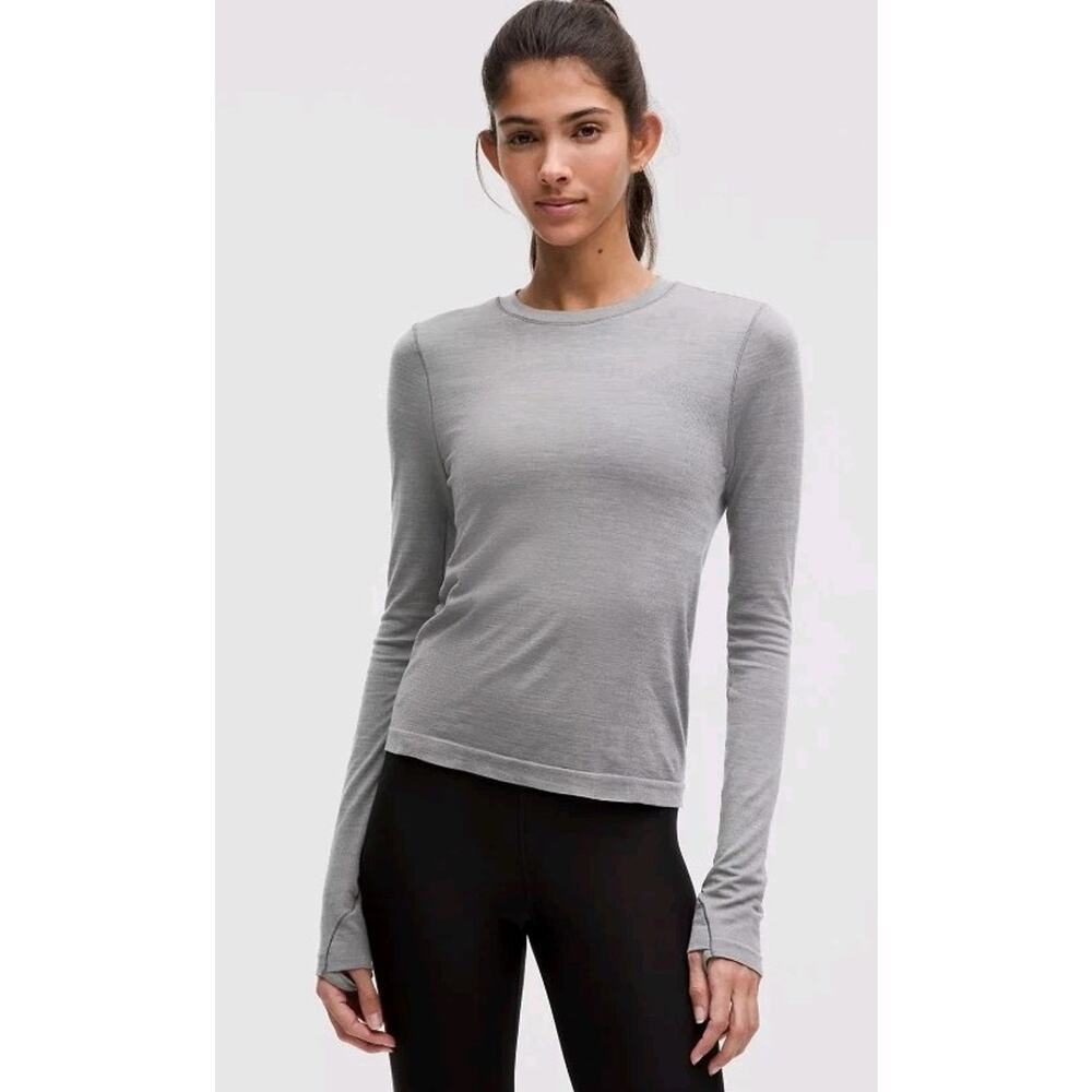 Lululemon Athletica It’s Rulu Run Long Sleeve Gray‎ Shirt Size 6 Zipper Pockets